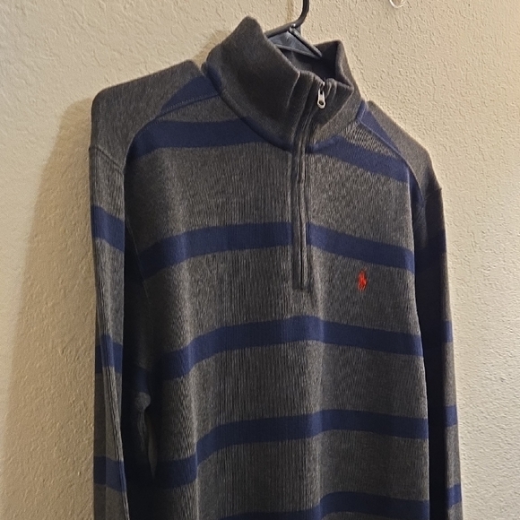 Polo Ralph Lauren Gray and Navy 1/4-Zip-Up Shirt - XL (18-20) - Picture 2 of 13